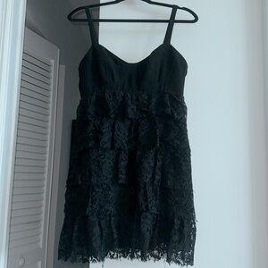 Nanette Lepore black tiered lace dress